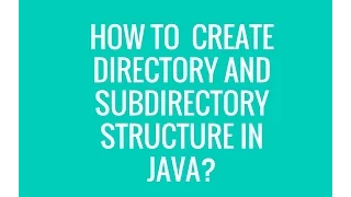 How to create directory and subdirectory structure in java