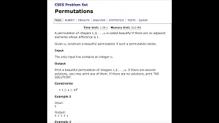 CSES Introductory Problems Permutations