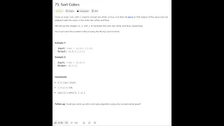 LeetCode 75 Sort Colors Solution Explained
