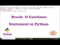 Break Continue Statement in Python Python Tutorial For Beginners