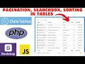 How to add Pagination Search box Sorting In Tables Using PHP Data Tables Bootstrap