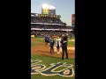 Gaten and Sabrina sing the Anthem for the NY Mets