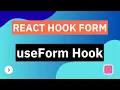 useForm Hook React Hook Form Tutorial