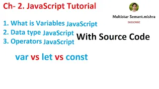 2 What is Variables Data type Operators JavaScript Web Development Tutorials Semant Sir