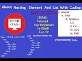 Nested Element and List Lec - 17 in HTML in HINDI