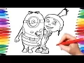 Despicable Me Minions and Agnes Coloring Pages for Kids Drawing Minions Coloring Despicable Me