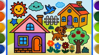 Village and house scenery, Jelly Coloring & Painting for Kids | Creative Foam Clay Art