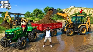 Franklin & Shinchan Buy Mahindra Novo Tractor & Trolley and Start a Transport Business in GTA 5