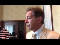Nick Saban meets the media during a Crimson Caravan stop in Atlanta
