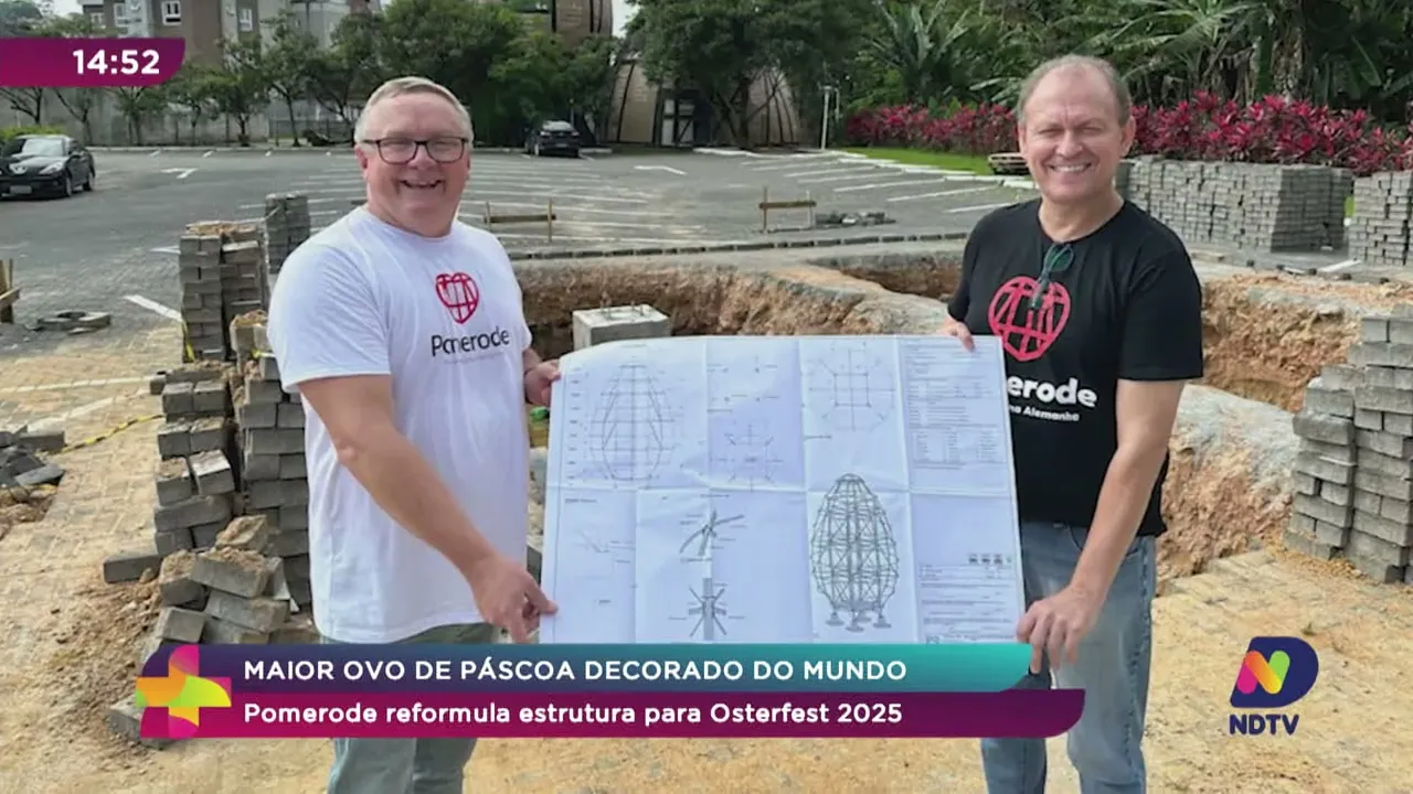 Pomerode reformula estrutura do maior ovo de Páscoa decorado do mundo para Osterfest 2025