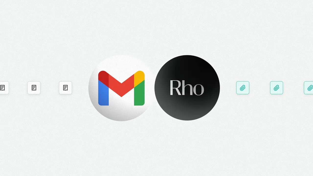 Rho launch asset, Introducing the Rho Gmail Connector, opening frame sampled at second 0 for the ADVIDS Video Audit