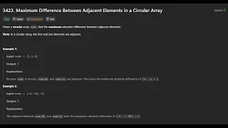 Leetcode 3423 Maximum Difference Between Adjacent Elements in a Circular Array