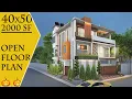 40x50 Feet East facing Corner House Design Modern Open Floor House Plan Detail Explain ID-169
