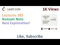 Leetcode 383 Ransom Note LintCode 1270 Ransom Note - Java Solution 93 Percent Faster