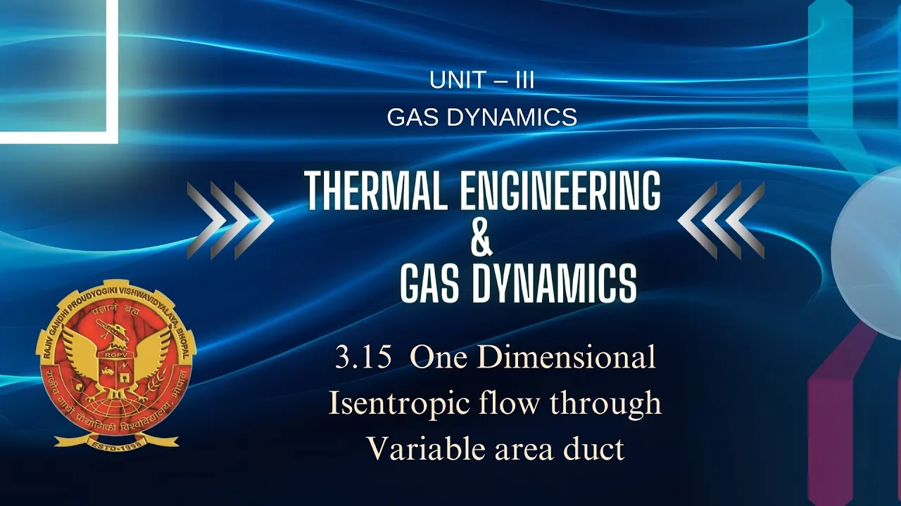 3.15 One Dimensional Isentropic flow through Variable area duct | ME601 |