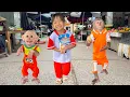 Lagu Yen Nhi cute takes CUTIS \u0026 Baby Monkey to the market
