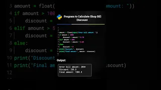 Shop Bill Discount Calculator using Python