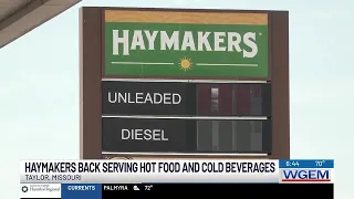 Haymakers cookout back open serving hot food and cold beverages