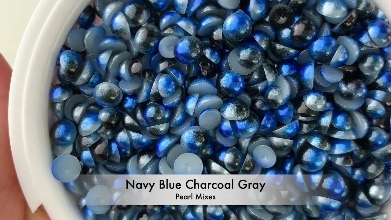 Gradient Flatback Pearls - Navy Blue & Charcoal Gray