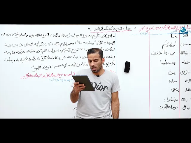 مادة اللغة العربية للصف الأول المتوسط : حل تمرينات المبتدأ و الخبر
