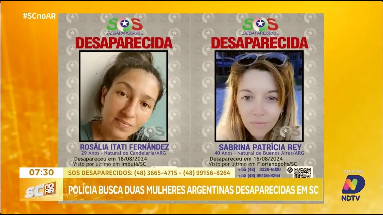 Polícia busca duas argentinas desaparecidas em Santa Catarina