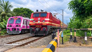 Dangerous Trains Crossing : Teesta Torsa Express Furious Moving Throughout at Railgate crossing 
