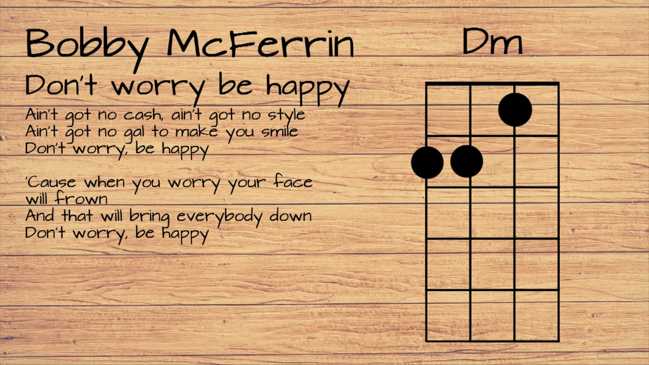 Bobby McFerrin - Don't worry, be happy UKULELE TUTORIAL W/ LYRICS Bobby McFerrin - Don't worry, be happy UKULELE TUTORIAL W/ LYRICS