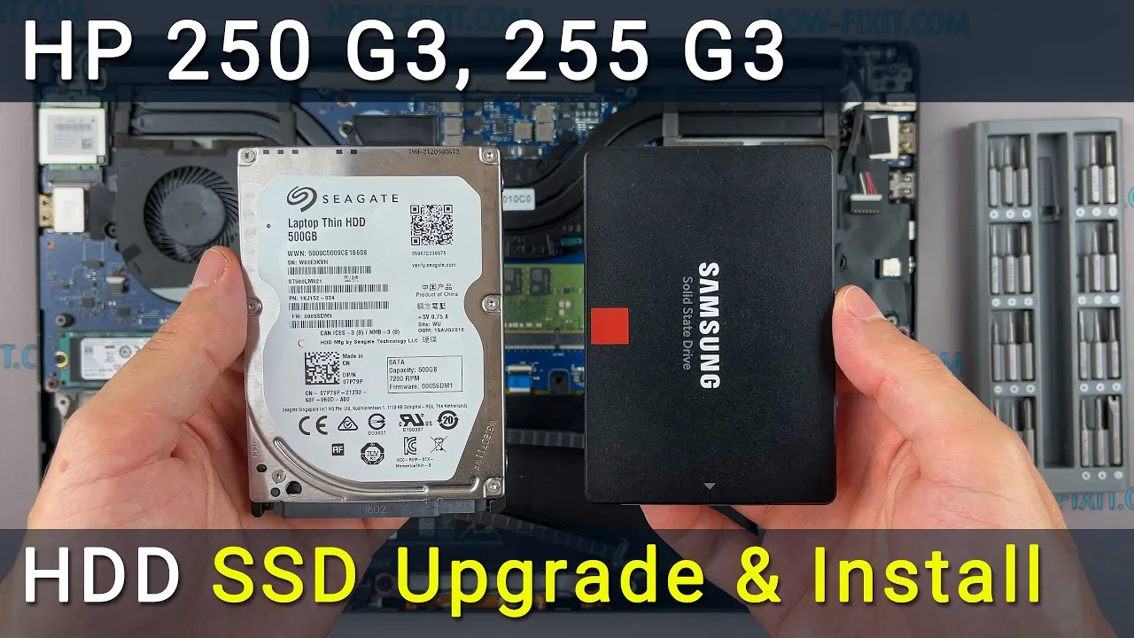 HP 250 G3 Disassembly - Upgrade RAM & Hard Drive - Change WIFI Adaptor - Remove DC Jack. 