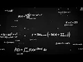 Flying Math Formula Equations Overlay Science Symbols on Blackboard 4K U 60fps 1 Hour Loop