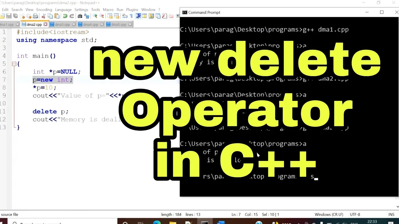 new delete Operator in C++ Program | Dynamic Memory Allocation in CPP | new delete Array C++