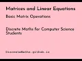 Basic Matrix Operations