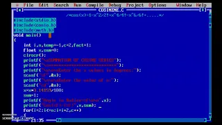 SUMMATION OF COSINE SERIES WITH EXPRESSION USING C