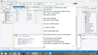 how to create database in Microsoft Visual Studio 2012