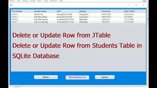 Delete or Update Row From Table in SQLite Database GUI-Module 6