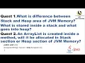 Java Interview questions on Stack and Heap area of JVM Memory online Java training