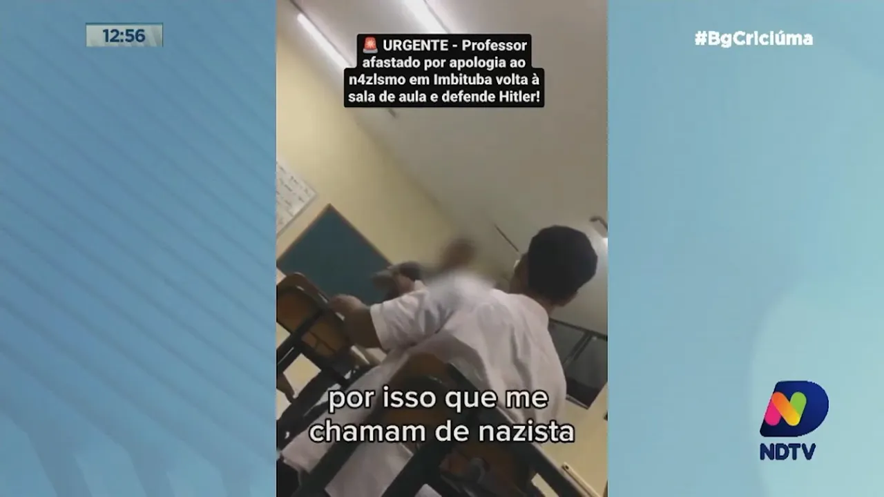 Professor afastado por mensagens nazistas volta a lecionar e é flagrado citando admiração a Hitler