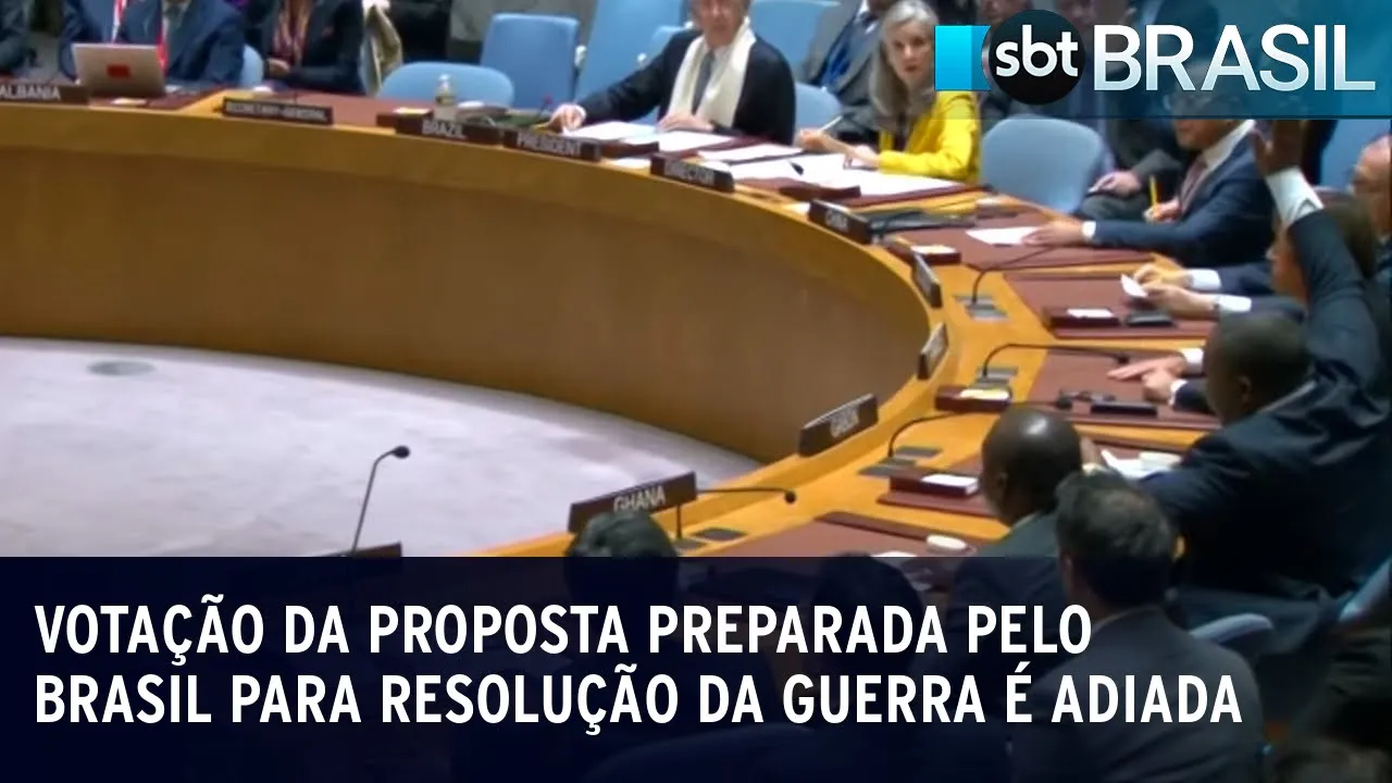 Votação da proposta preparada pelo Brasil para resolução da guerra é adiada | SBT Brasil (17/10/23)