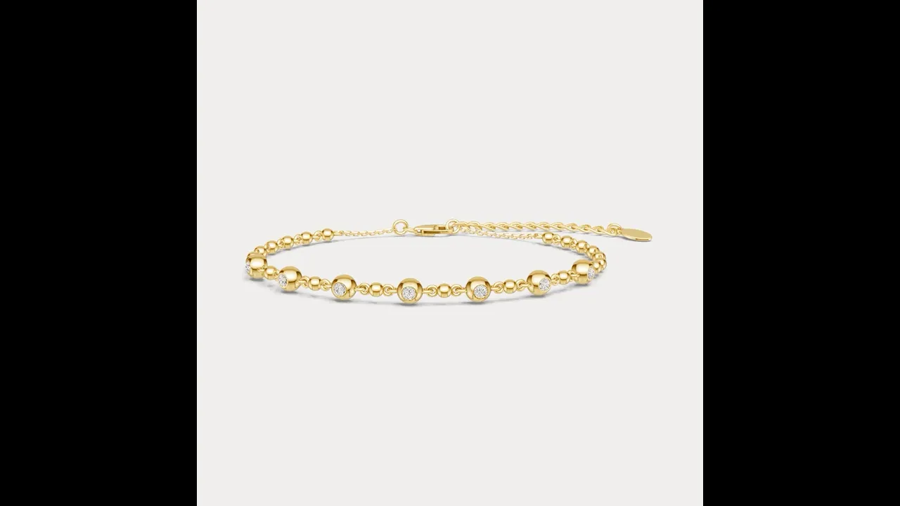 Bezel Set Lab-Grown Diamond Station Bracelet in Sterling Silver