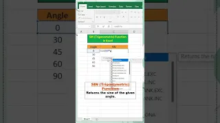 Day SIN Trignomatric Function in Excel Excel Function Challenge