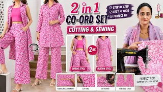 2 in 1 co-Ord set cutting & sewing - viral /trending 3 pc co-ord set sewing / sewing part -2