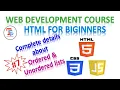 Web Development Tutorial HTML tutorial for beginners Ordered unordered lists in html Class 7