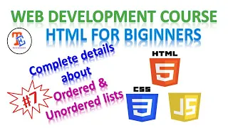 Web Development Tutorial HTML tutorial for beginners Ordered unordered lists in html Class 7