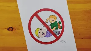 رسم موضوع عن لا للعنف خطوه بخطوه 