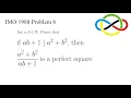 Solving the Legendary IMO Problem 6 in 8 minutes International Mathematical Olympiad 1988