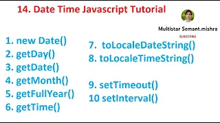 14 Date and Time JavaScript JavaScript tutorial Semant Sir MultistarSemant mishra