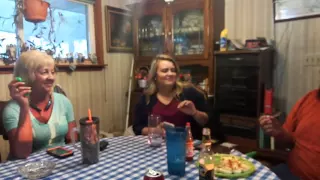 Cougar catching eggs with tits