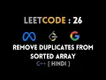 Leetcode 26 Remove Duplicates from Sorted Array Explained in Hindi Abhishek Khare