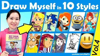 Draw Myself + My Book in 10 Art Styles | NEW Style Swap Art Challenge + Best Friend Worst Bully Book