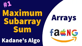 Maximum Subarray Sum Leetcode Kadane s Algorithm in 8 minutes DSA Coursel Java