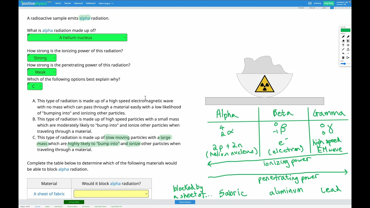 Chemistry - Nuclear Chemistry - Types of Ionizing Radiation - www.positivechemistry.org